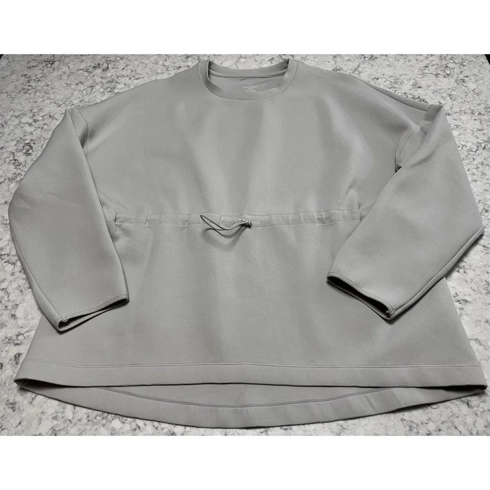 Sweaty Betty London Oversized Pullover Sweatshirt XL Gray Drawstring Hem Top - Picture 1 of 4